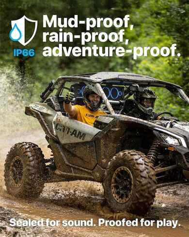 GoHawk 25 Inch UTV Sound Bar, 6-Speaker Bluetooth ATV Sound Bar with RGB Lights, IP66 Waterproof SXS & Golf Cart Sound bar Compatible with Polaris RZR Can-Am w/FM Radio, Fits 1.5"–2.25" Roll Cages in Kuwait