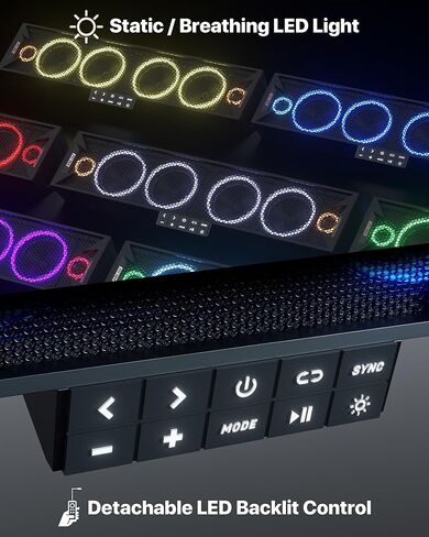 GoHawk 25 Inch UTV Sound Bar, 6-Speaker Bluetooth ATV Sound Bar with RGB Lights, IP66 Waterproof SXS & Golf Cart Sound bar Compatible with Polaris RZR Can-Am w/FM Radio, Fits 1.5"–2.25" Roll Cages in Kuwait