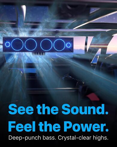 GoHawk 25 Inch UTV Sound Bar, 6-Speaker Bluetooth ATV Sound Bar with RGB Lights, IP66 Waterproof SXS & Golf Cart Sound bar Compatible with Polaris RZR Can-Am w/FM Radio, Fits 1.5"–2.25" Roll Cages in Kuwait