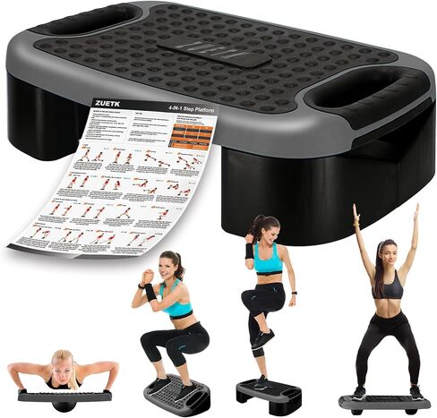 4-In-1 Aerobic Balance Board and Step Up Exercise Platform - Adjustable Multifunctional Balance Board Slant Board, Steppers for Exercise - Home Workout Non Slip Stepper Platform in Saudi Arabia