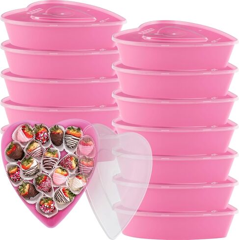 yerliker 100 pcs عيد الحب تخزين الطعام البلاستيكي مع أغطية 16.9 أوقية حاويات على شكل قلب على شكل قلب حاويات توابل قابلة لإعادة الاستخدام لأم فاكهة عيد ميلاد عيد الحب in Saudi Arabia