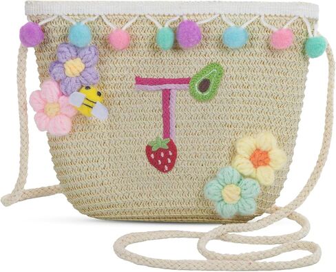 Letter Small Woven Straw Summer Beach Tote Bag for Women 2025,Woven Straw Beach Purse Shoulder Crossbody Bag for Women 2025 in Kuwait