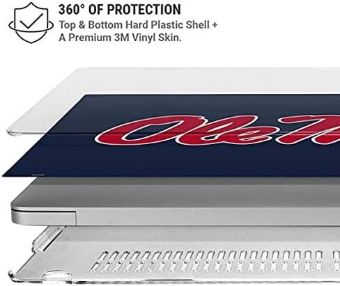 حافظة Skinit + غلاف متوافق مع جهاز MacBook Air 13in (2020) - تصميم Rebels Ole Miss المرخص رسميًا in Kuwait