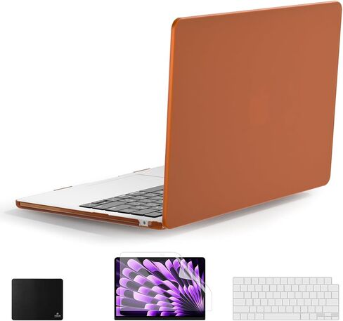 حافظة PHOCAR Frosted MacBook Air مقاس 13 بوصة متوافقة مع موديلات M4/M3/M2 A3240/A3113/A2681، غطاء واقٍ مضاد لبصمات الأصابع ومقاوم للخدش مع غطاء لوحة مفاتيح، وواقي شاشة ولوحة ماوس in Kuwait