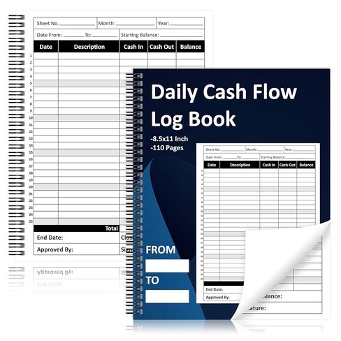GLDTPOZK Daily Cash Flow Log Book 8.5 x 11 Inch Spiral Bound Financial Record Keeping Notebook Petty Cash Large Ledger Book for Small Business Store Office Home Accounting 110 Pages in Saudi Arabia