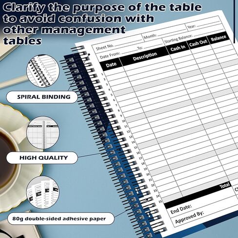 GLDTPOZK Daily Cash Flow Log Book 8.5 x 11 Inch Spiral Bound Financial Record Keeping Notebook Petty Cash Large Ledger Book for Small Business Store Office Home Accounting 110 Pages in Saudi Arabia