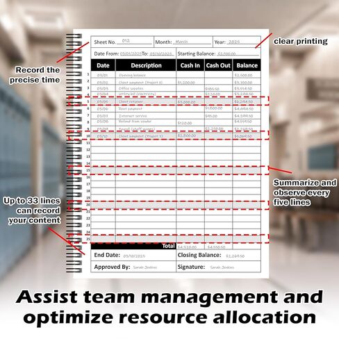 GLDTPOZK Daily Cash Flow Log Book 8.5 x 11 Inch Spiral Bound Financial Record Keeping Notebook Petty Cash Large Ledger Book for Small Business Store Office Home Accounting 110 Pages in Saudi Arabia