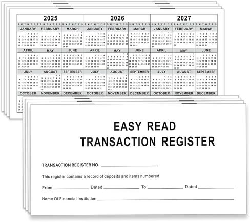 سجلات الشيكات مقاس 6 × 3 بوصة لدفتر الشيكات الشخصي - سجلات معاملات دفتر الأستاذ الفارغة للبنك الشخصي أو التجاري وحساب التوفير والإيداع وبطاقة الائتمان (30) in Kuwait