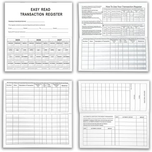 سجلات الشيكات مقاس 6 × 3 بوصة لدفتر الشيكات الشخصي - سجلات معاملات دفتر الأستاذ الفارغة للبنك الشخصي أو التجاري وحساب التوفير والإيداع وبطاقة الائتمان (30) in Kuwait