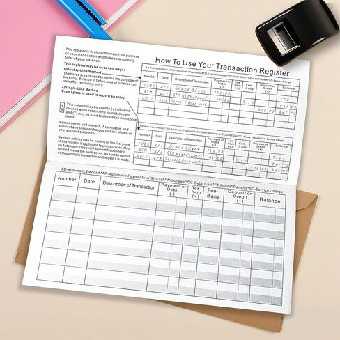 سجلات الشيكات مقاس 6 × 3 بوصة لدفتر الشيكات الشخصي - سجلات معاملات دفتر الأستاذ الفارغة للبنك الشخصي أو التجاري وحساب التوفير والإيداع وبطاقة الائتمان (30) in Kuwait