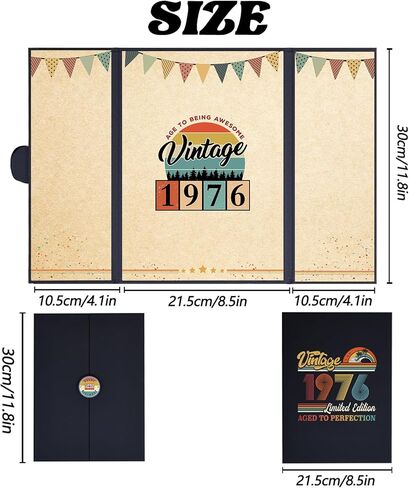 Trgowaul 50th Birthday Signature Certificate Guest Book, Black Colorful 50th Birthday Card for Women Men, Vintage Back in 1976 Birthday Poster, Great 50 Anniversary Birthday Gifts in Kuwait