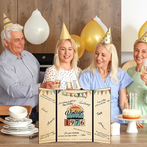 Trgowaul 50th Birthday Signature Certificate Guest Book, Black Colorful 50th Birthday Card for Women Men, Vintage Back in 1976 Birthday Poster, Great 50 Anniversary Birthday Gifts in Kuwait