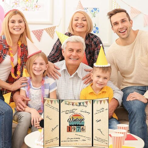 Trgowaul 50th Birthday Signature Certificate Guest Book, Black Colorful 50th Birthday Card for Women Men, Vintage Back in 1976 Birthday Poster, Great 50 Anniversary Birthday Gifts in Kuwait