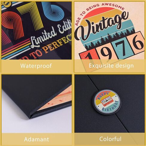 Trgowaul 50th Birthday Signature Certificate Guest Book, Black Colorful 50th Birthday Card for Women Men, Vintage Back in 1976 Birthday Poster, Great 50 Anniversary Birthday Gifts in Kuwait