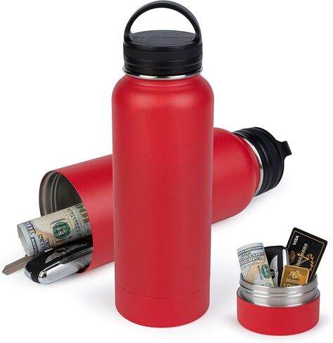 زجاجة مياه آمنة مخفية سعة 24 أونصة من BarGifts، زجاجة مياه سرية من الفولاذ المقاوم للصدأ مع حجرة مخفية، تحافظ الزجاجة على مقتنياتك الثمينة آمنة مثل المال والمفاتيح والمجوهرات - أسود in Kuwait