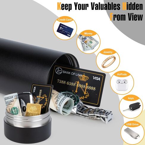 BarGifts 24oz Hidden Safe Water Bottle, Stainless Steel Secret Water Bottle with Hidden Compartment, Bottle Keeps Your Valuables Safe Like Money, Keys, and Jewelry- Black in Saudi Arabia