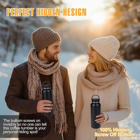 BarGifts 24oz Hidden Safe Water Bottle, Stainless Steel Secret Water Bottle with Hidden Compartment, Bottle Keeps Your Valuables Safe Like Money, Keys, and Jewelry- Black in Saudi Arabia