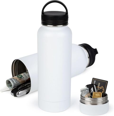 BarGifts 24oz Hidden Safe Water Bottle, Stainless Steel Secret Water Bottle with Hidden Compartment, Bottle Keeps Your Valuables Safe Like Money, Keys, and Jewelry- Black in Saudi Arabia