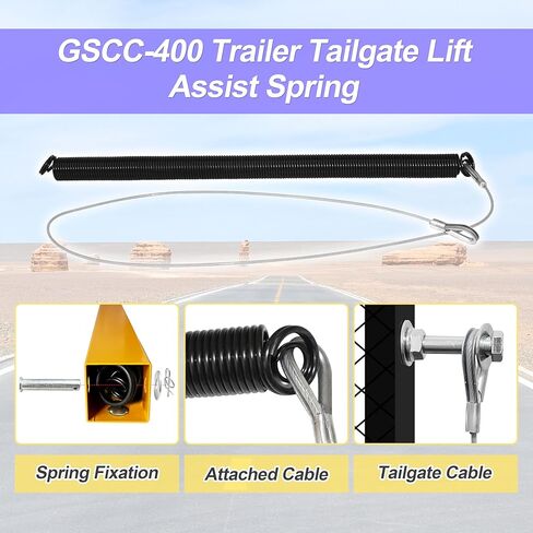مجموعة كابل وسلسلة زنبركية GSCC-400، زنبرك بديل للمساعدة في رفع الباب الخلفي للمقطورة، يتضمن زنبركًا صغيرًا وزنبركًا كبيرًا in Saudi Arabia