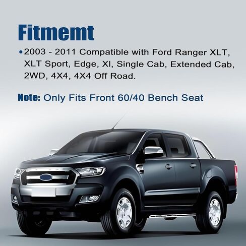 Driver Side Bottom Cloth Seat Cover Left Side Black & Gray #RF Compatible with Ford Ranger 2003 2004 2005 2006 2007 2008 2009 2010 2011 in Saudi Arabia