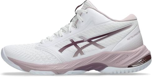 ASICS Women's Netburner Ballistic FlyteFoam Mid Top 3 Volleyball Shoes, 8.5, White/Blue Coast in Saudi Arabia