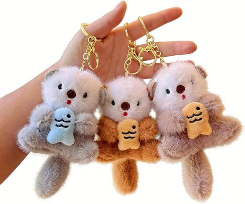 3 قطع من سلسلة مفاتيح قضاعة قطيفة لطيفة مع صديق السمك، حلية حقيبة حيوانات فروية ناعمة، هدية ساحرة قضاعة زغبية للرجال والنساء in Kuwait