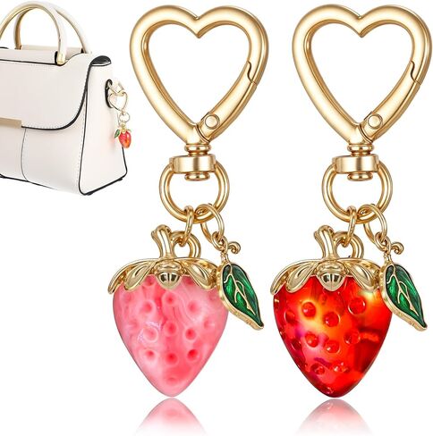 Ouligay لطيف الفراولة المفاتيح، Kawaii حقيبة سحر القلب زهرة ديزي سلسلة مفاتيح محفظة سلسلة المفاتيح الملحقات للنساء والفتيات in Kuwait