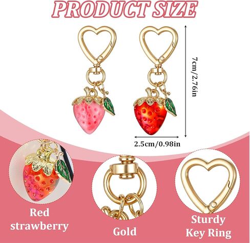 Ouligay لطيف الفراولة المفاتيح، Kawaii حقيبة سحر القلب زهرة ديزي سلسلة مفاتيح محفظة سلسلة المفاتيح الملحقات للنساء والفتيات in Kuwait