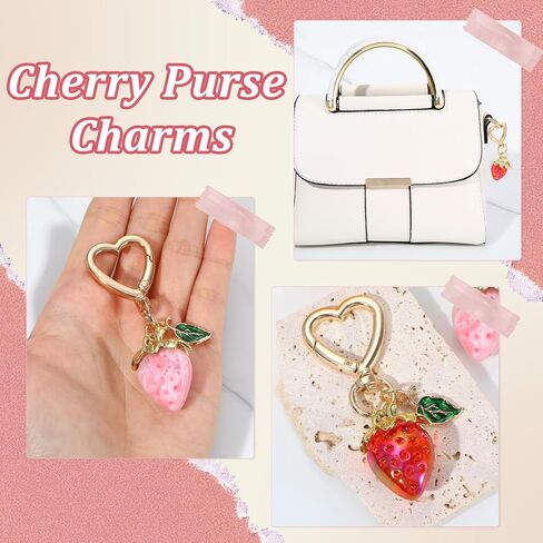Ouligay لطيف الفراولة المفاتيح، Kawaii حقيبة سحر القلب زهرة ديزي سلسلة مفاتيح محفظة سلسلة المفاتيح الملحقات للنساء والفتيات in Kuwait
