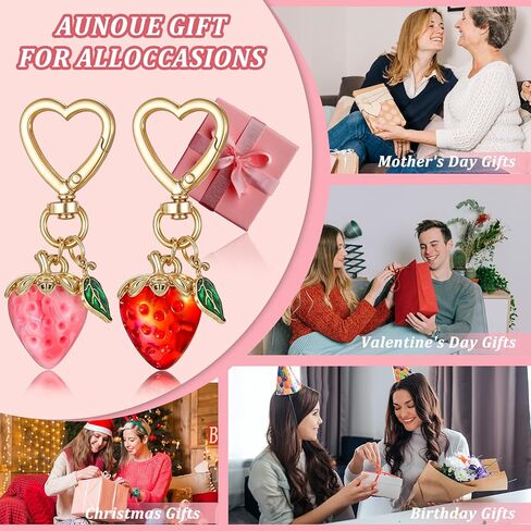 Ouligay لطيف الفراولة المفاتيح، Kawaii حقيبة سحر القلب زهرة ديزي سلسلة مفاتيح محفظة سلسلة المفاتيح الملحقات للنساء والفتيات in Kuwait