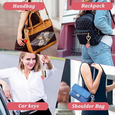 Ouligay لطيف الفراولة المفاتيح، Kawaii حقيبة سحر القلب زهرة ديزي سلسلة مفاتيح محفظة سلسلة المفاتيح الملحقات للنساء والفتيات in Kuwait