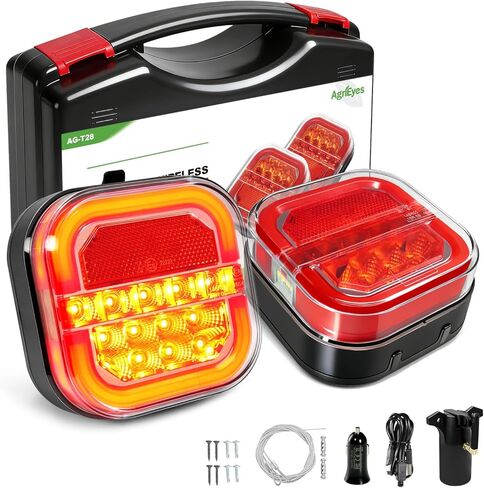 Agrieyes Wireless Trailer Lights, Magnetic LED Trailer Light Rechargeable, Portable Tow Lights Kit for Trucks, Wrenker, Boat, RV, Caravan, DOT Compliant in Kuwait