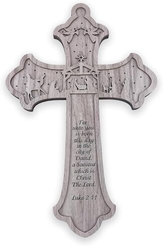 Midrean Wooden Catholic Jesus Christian Crucifix Wall Cross Crosses for Wall Home Decor,13.3 X9.6inch,Brown in Kuwait