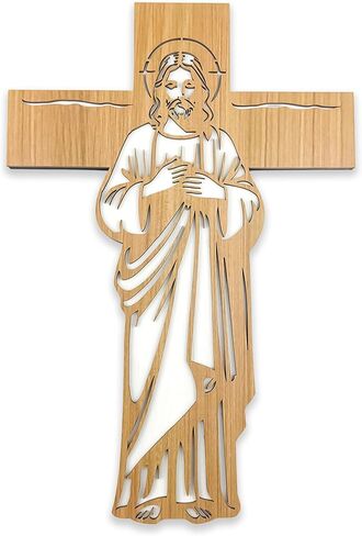 Midrean Wooden Catholic Jesus Christian Crucifix Wall Cross Crosses for Wall Home Decor,13.3 X9.6inch,Brown in Kuwait