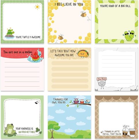 Inspirational Sticky Notes Gifts - 9 Pack Funny Positive Quotes Notepads 3x3 Inches, Fun Motivational Self-Adhesive Memo Pads Office Study Supplies for Friends Coworkers (450 Sheets) in Saudi Arabia