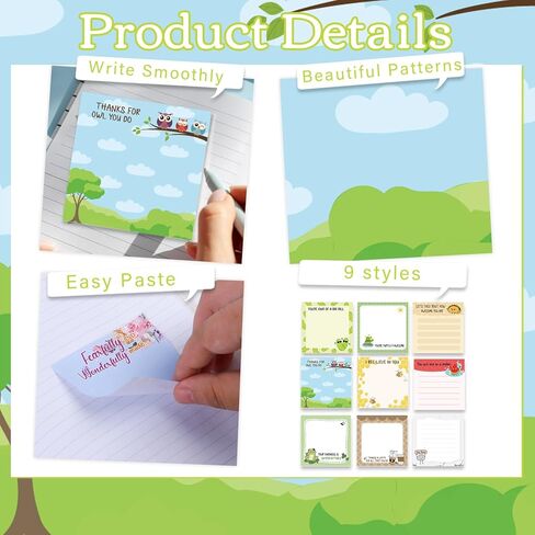 Inspirational Sticky Notes Gifts - 9 Pack Funny Positive Quotes Notepads 3x3 Inches, Fun Motivational Self-Adhesive Memo Pads Office Study Supplies for Friends Coworkers (450 Sheets) in Saudi Arabia