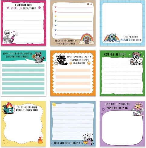 Inspirational Sticky Notes Gifts - 9 Pack Funny Positive Quotes Notepads 3x3 Inches, Fun Motivational Self-Adhesive Memo Pads Office Study Supplies for Friends Coworkers (450 Sheets) in Saudi Arabia