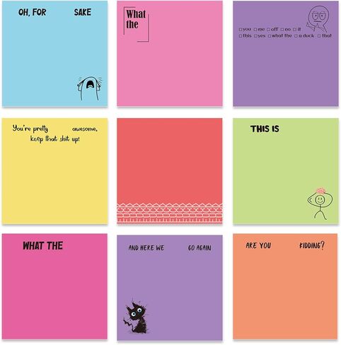 Inspirational Sticky Notes Gifts - 9 Pack Funny Positive Quotes Notepads 3x3 Inches, Fun Motivational Self-Adhesive Memo Pads Office Study Supplies for Friends Coworkers (450 Sheets) in Saudi Arabia