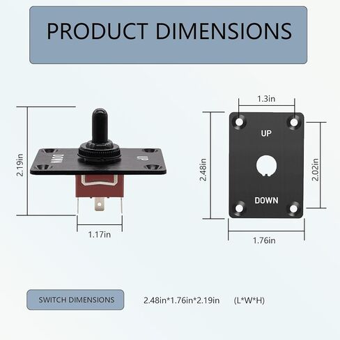 Momentary Toggle Switch 12V 30A DC Single Pole Double Throw, 3 Pin Toggle Switch with Top/Bottom Mounting Panel, Suitable for Marine, Yacht, RV,and Vehicle Winche in Kuwait