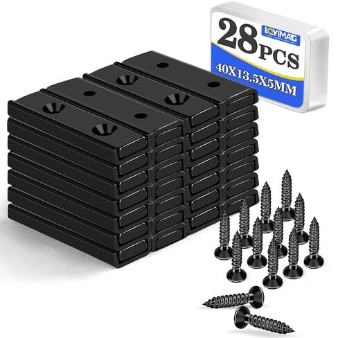 مغناطيس وعاء مستطيل من النيوديميوم من LOVIMAG - قوة سحب 80 رطل - 60 × 13.5 × 5 مم، 10 عبوات مع فتحة غاطسة ومسامير مطابقة، مغناطيس أرضي نادر قوي بقوة صناعية للتركيب، المنزل وما إلى ذلك in Kuwait