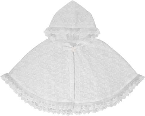 TENDYCOCO Baby Girl Lace Hooded Cloak White Toddler Dress up Cape Double Layer Breathable 0-2 Years Costume in Saudi Arabia