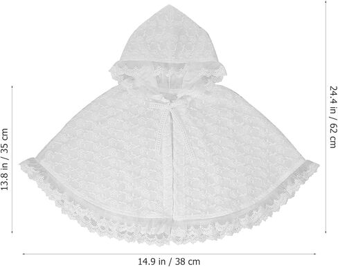 TENDYCOCO Baby Girl Lace Hooded Cloak White Toddler Dress up Cape Double Layer Breathable 0-2 Years Costume in Saudi Arabia