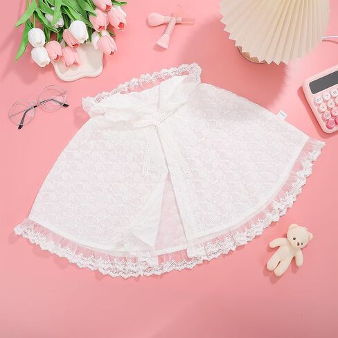 TENDYCOCO Baby Girl Lace Hooded Cloak White Toddler Dress up Cape Double Layer Breathable 0-2 Years Costume in Saudi Arabia