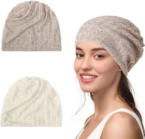 2 Piece Double Layer Thin Knit Skull Cap Breathable Spring Summer Outdoor Headwear for Men Women Scarf in Saudi Arabia