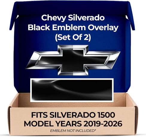Chevy Silverado Gloss Black Grille Tailgate Bowtie Overlay Decals 2019-2025 Set of 2 in Saudi Arabia