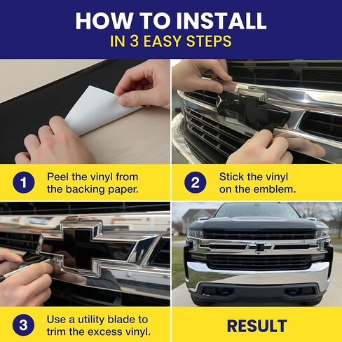 Chevy Silverado Gloss Black Grille Tailgate Bowtie Overlay Decals 2019-2025 Set of 2 in Saudi Arabia