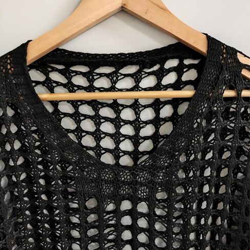Women's Openwork Pullover Sweater Solid-Color Long-Sleeve Knit Top Loose-Fit Comfortable Blouse in Saudi Arabia