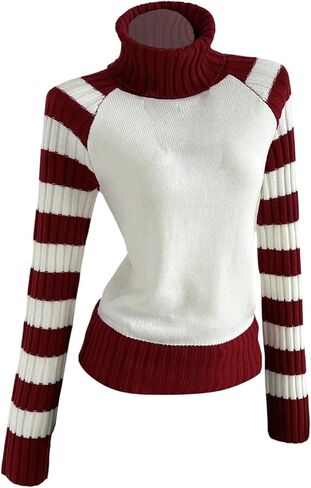 MakeMeChic Women's Striped Turtleneck Sweater Long Sleeve Knitted Going Out Fall Pullovers in Saudi Arabia