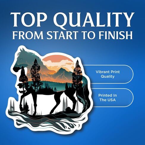 (2 Pack) Horse with Sunset Stickers - Cool Retro Equistrian - 5" On Longest Side - for Car, Truck, SUV - Easy Peel and Stick Vinyl Decals - Made in USA - BMCS0121 in Kuwait