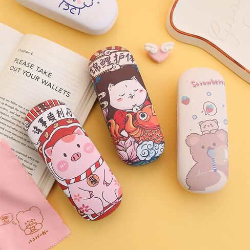 Kawaii Sunglasses Case Aesthetic Glasses Case for Women Y2K Portable Glasses Case Protection Box with Animal Pattern in Saudi Arabia